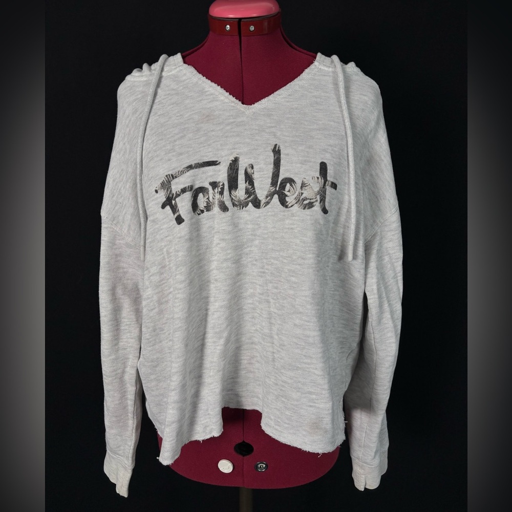 Boho Gray FarWest Cropped Hoodie w Hood